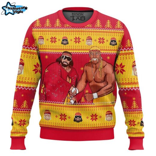 Mega Powers Macho Man and Hulk Hogan Ugly Sweater – WWE Wrestling Legends Holiday Sweater