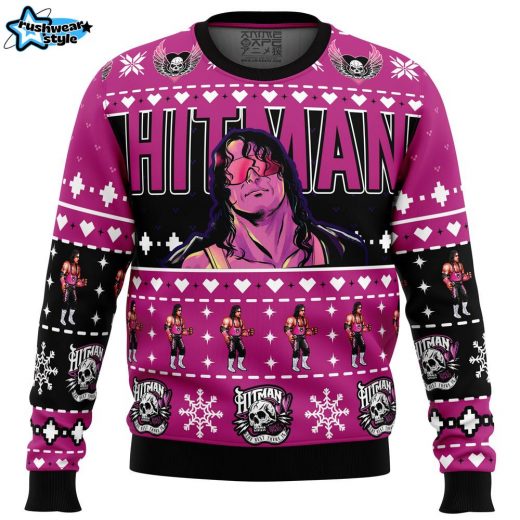 The Hitman Bret Hart Wrestler Ugly Christmas Sweater – WWE Wrestling Icon Holiday Sweater