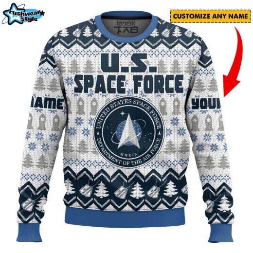 U.S. Space Force Custom Ugly Sweater – Patriotic Military Christmas Sweater