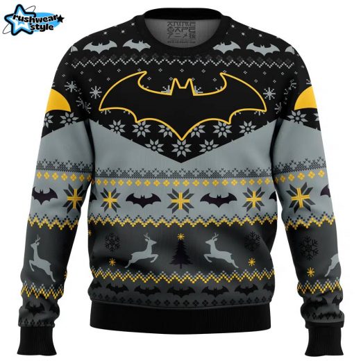 Xmas Batman DC Comics Ugly Christmas Sweater – Superhero Dark Knight Holiday Sweater