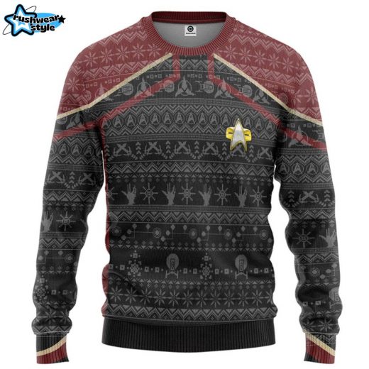 3D S.T Picard 2020 Red Ugly Christmas Sweater – Star Trek Sci-Fi Holiday Sweater