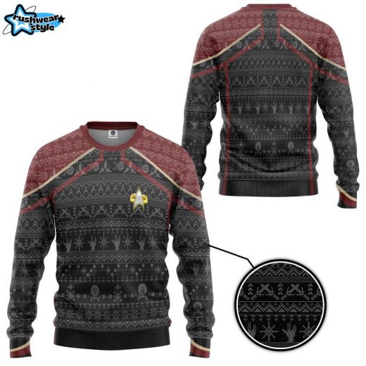 3D S.T Picard 2020 Red Ugly Christmas Sweater – Star Trek Sci-Fi Holiday Sweater