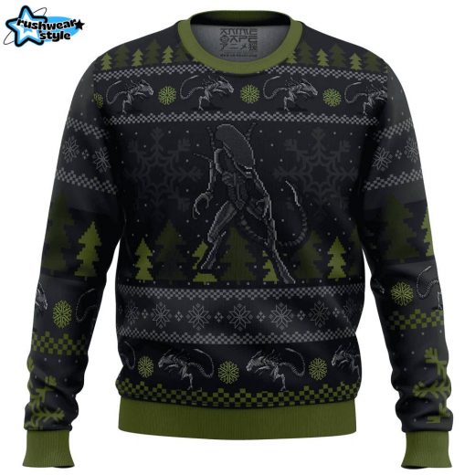 A Christmas Bug Hunt Xenomorph Ugly Sweater – Alien Themed Holiday Sweater