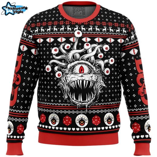 Beholder Dungeons and Dragons Ugly Christmas Sweater – Fantasy RPG Holiday Sweater