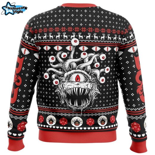 Beholder Dungeons and Dragons Ugly Christmas Sweater – Fantasy RPG Holiday Sweater