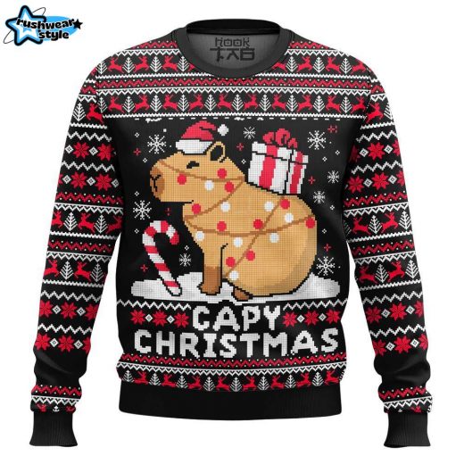 Capybara Ugly Christmas Sweater – Funny Animal Xmas Sweater