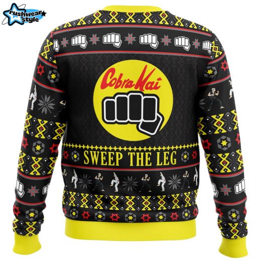 Cobra Kai Sweep The Leg Karate Kid Ugly Christmas Sweater – 80s Movie Fan Holiday Sweater