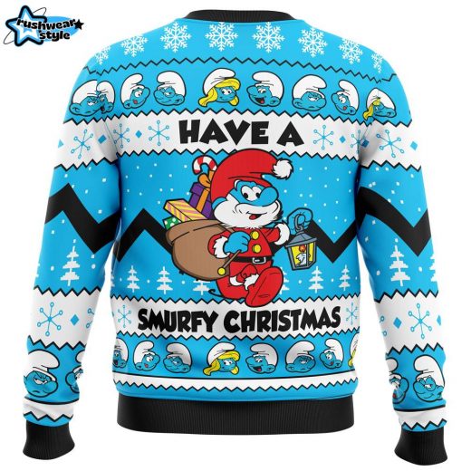 Have a Smurfy Christmas Smurfs Ugly Christmas Sweater – Retro Cartoon Holiday Sweater