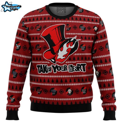 Persona 5 Take Your Heart Ugly Christmas Sweater – Anime Video Game Holiday Sweater