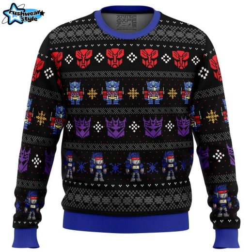 Xmas in Disguise Transformers Ugly Christmas Sweater – Robot Hero Holiday Sweater