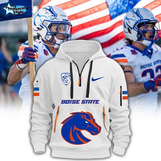 Boise State Broncos Fleece Zip Hoodie | White Edition – Official NCAA Team Gear, Stylish College Hoodie