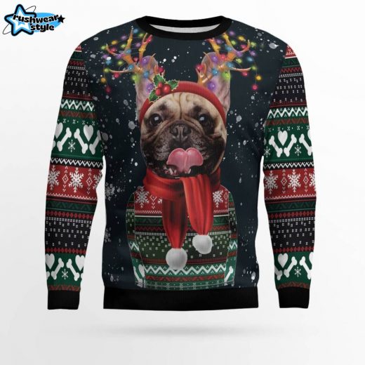 Cool French Bulldog Ugly Christmas Sweater – Holiday Dog Lover’s Pullover