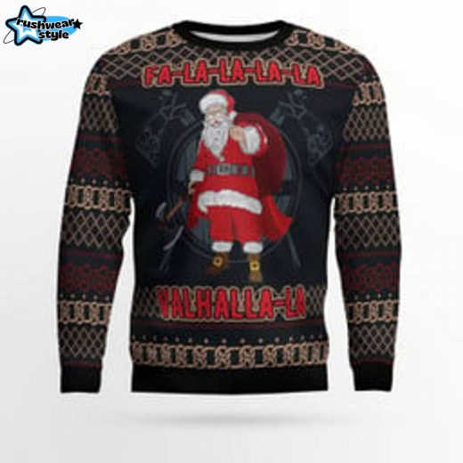 “FaLaLaLa ValhallaLa” Viking Ugly Christmas Sweater – Nordic Christmas Spirit