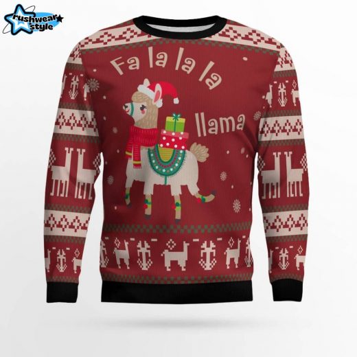 Fa-La-La-Llama Ugly Christmas Sweater – Festive Llama Theme