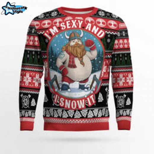 Frosty Viking Warrior – Viking Ugly Christmas Sweater – Holiday Warrior Theme Sweater