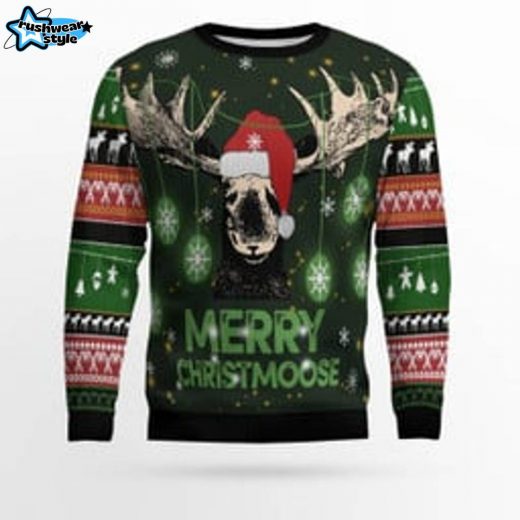 Merry ChristMoose Ugly Christmas Sweater – Moose & Antlers Festive Sweater