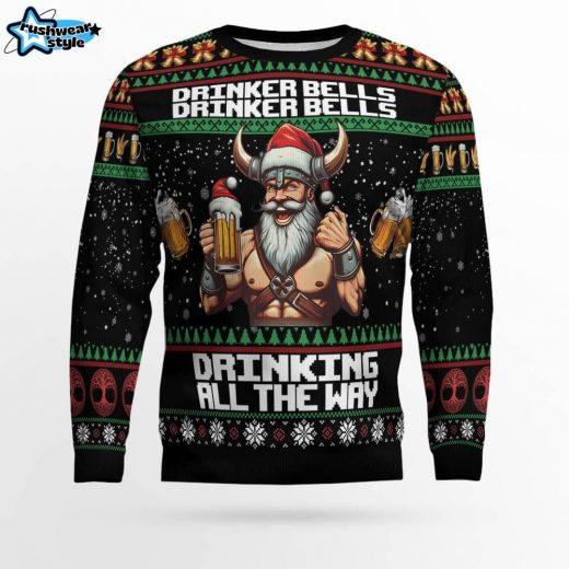 Viking Santa Ugly Christmas Sweater – Funny Nordic Holiday Pullover for Viking Fans