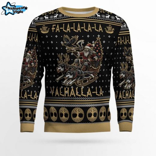 Viking Warrior Sleigh Ride Christmas Sweater – Valhalla Christmas Adventure Sweater