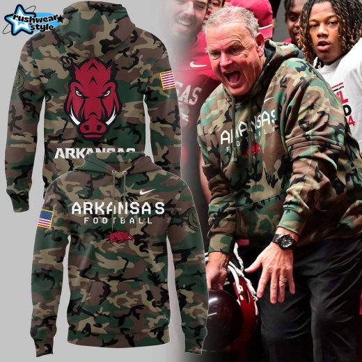 Arkansas Basketball Coach Sam Pittman Veteran Camo Hoodie Limited Edition V1