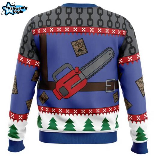 Ash J Williams Chainsaw Weave Dead by Daylight Ugly Christmas Sweater for Fans