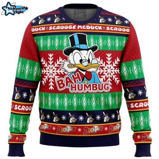 Bah Humbug Faux DuckTales Pop Culture Ugly Christmas Sweater Nostalgic Design