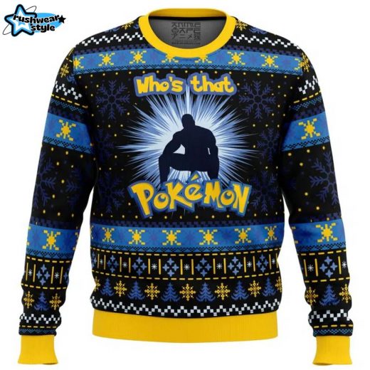 Barry Wood Whos That Pokemon Pop Culture Ugly Christmas Sweater Nostalgic Design