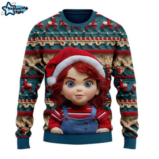 Chucky Christmas Sweater Cute Version for Horror Fans