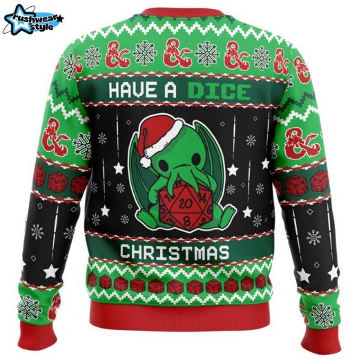 Cthulhu Have A Dice Dungeons and Dragons Ugly Christmas Sweater Fantasy Lovers Gift