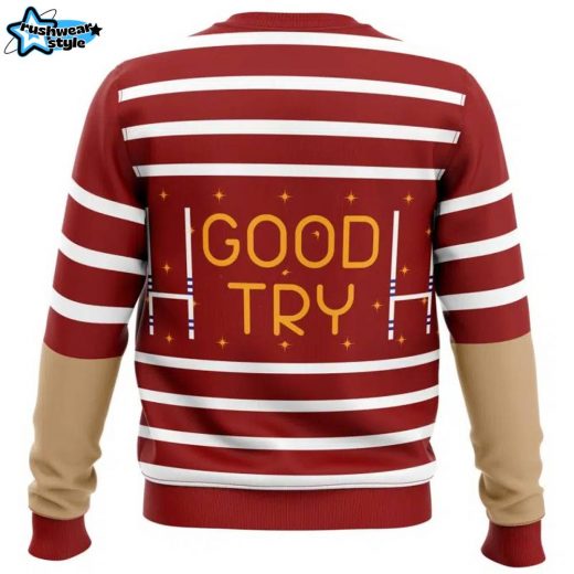 David King Rugby Shirt Dead by Daylight Ugly Christmas Sweater Sporty Holiday Design