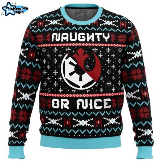 Galactic Naughty or Nice Star Wars Ugly Christmas Sweater Sci Fi Fans Design