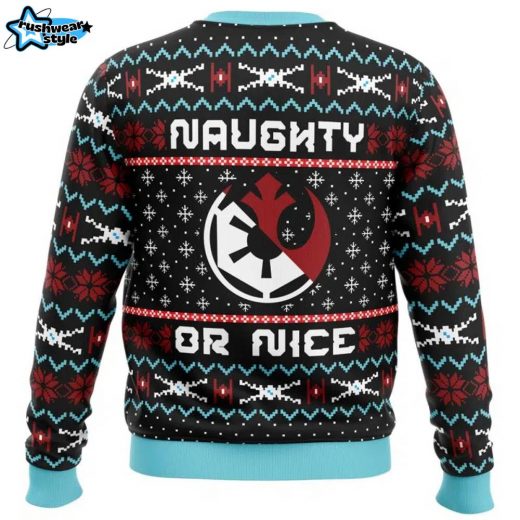 Galactic Naughty or Nice Star Wars Ugly Christmas Sweater Sci Fi Fans Design