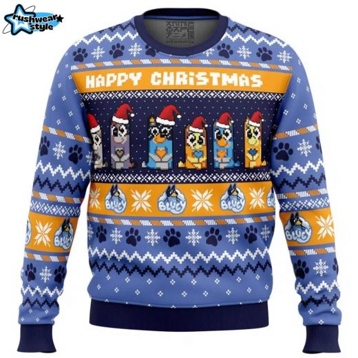 Happy Christmas Bluey Pop Culture Ugly Christmas Sweater Fun Family Gift