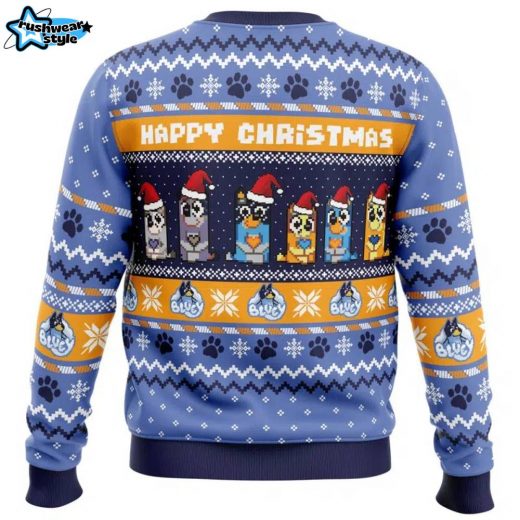 Happy Christmas Bluey Pop Culture Ugly Christmas Sweater Fun Family Gift