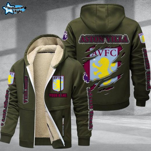 Aston Villa F.C DMTZ0591 Velvet Zip Hoodie Coat Villans Sportswear