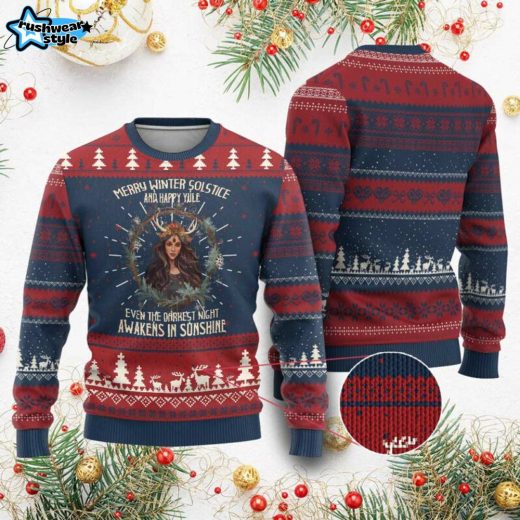 Awakens in Sunshine Yule Ugly Christmas Sweater – Winter Solstice Vibes