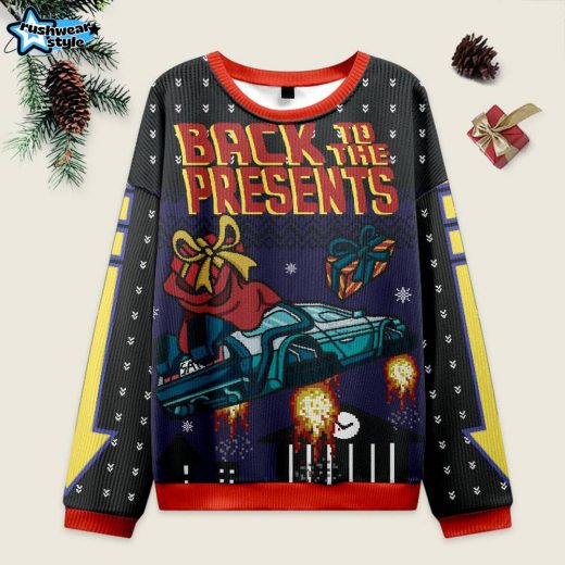 Back to the Present Ugly Christmas Sweater – Time-Travel Inspired Holiday Gift