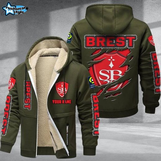 Brest DMTZ0739 Velvet Zip Hoodie Coat Army Green French Football Outfit