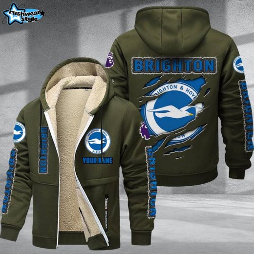 Brighton And Hove Albion F.C DMTZ0593 Velvet Zip Hoodie Coat Seagulls Teamwear