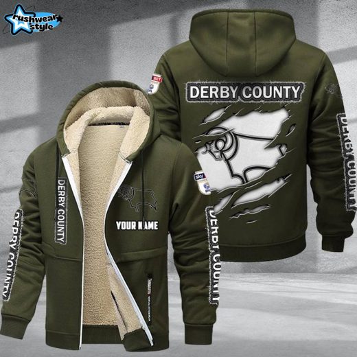 Derby County DMTZ0614 Velvet Zip Hoodie Coat Rams Team Jacket