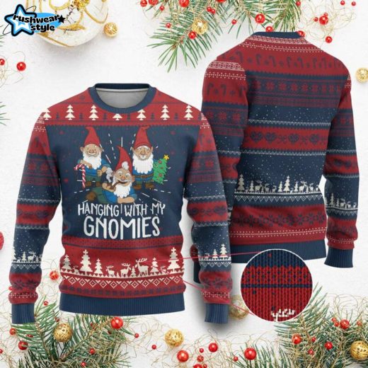 Funny Hanging With My Gnomies Ugly Christmas Sweater – Garden Holiday Style