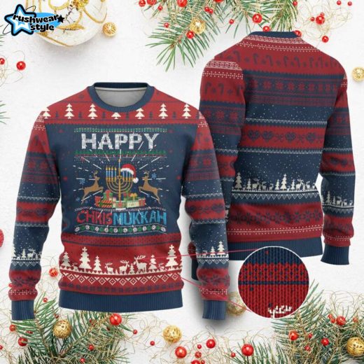 Happy Chrismukkah Funny Jewish Ugly Christmas Sweater – Hanukkah Meets Xmas