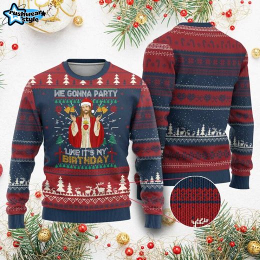 Jesus Birthday Party Ugly Christmas Sweater – Funny Holiday Celebration