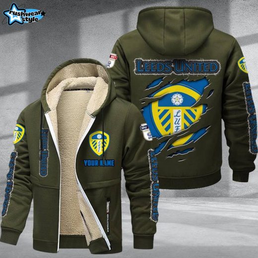 Leeds United DMTZ0616 Velvet Zip Hoodie Coat Whites Fan Gear