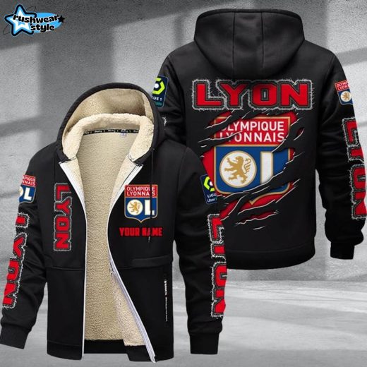 Lyon DMTZ0743 Velvet Zip Hoodie Coat Black French Football Gear