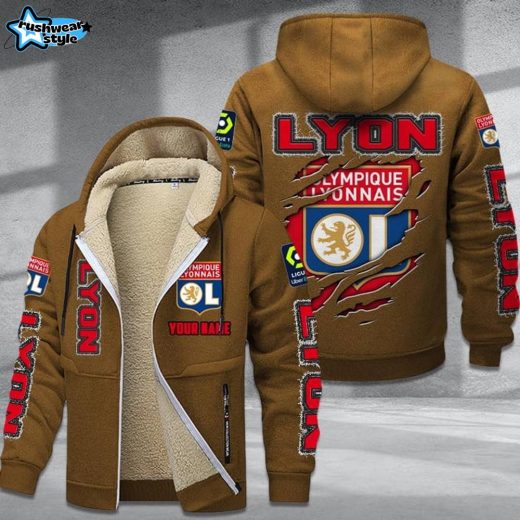 Lyon DMTZ0743 Velvet Zip Hoodie Coat Brown Elegant Football Jacket