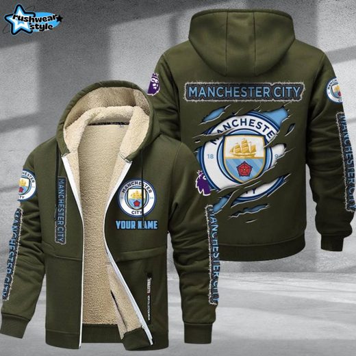 Manchester City F.C DMTZ0601 Velvet Zip Hoodie Coat Citizens Team Jacket