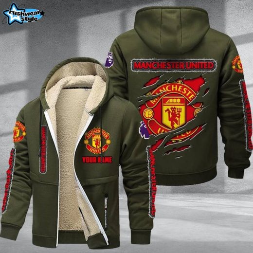 Manchester United DMTZ0602 Velvet Zip Hoodie Coat Iconic Red Devils Jacket