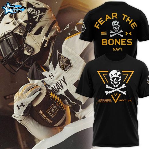 Men’s Under Armour Black Navy Midshipmen 2024 Rivalry Fear The Bones Performance Tshirt