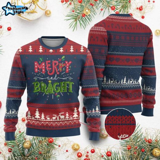 Merry and Bright Christmas Tree Ugly Sweater – Festive Xmas Design