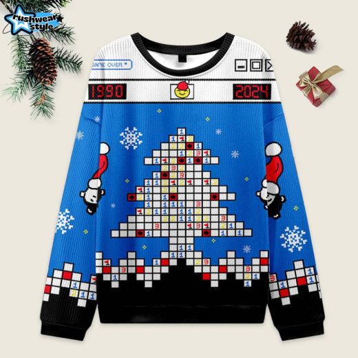 Minesweeper Ugly Christmas Sweater – Nostalgic Gaming Holiday Design